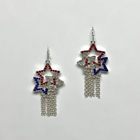 Red White Blue Star Earrings