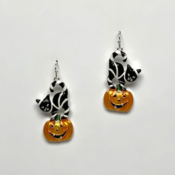 Cat Pumpkin Earrings