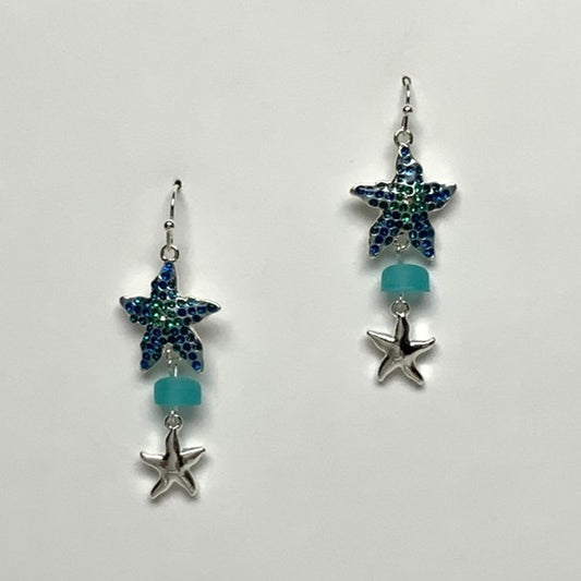 Crystal Starfish Dangle Earrings