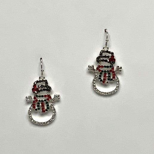 Snowman Crystal Outline Earrings