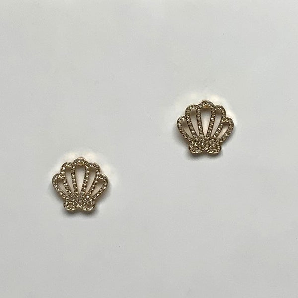 Crystal Clam Outline Earrings