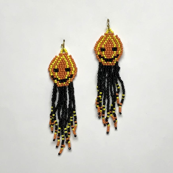 Beaded Jack O Lantern Earrings