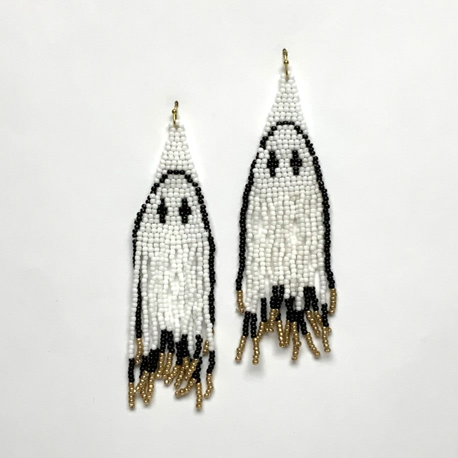Beaded Dangly Ghost Earrings