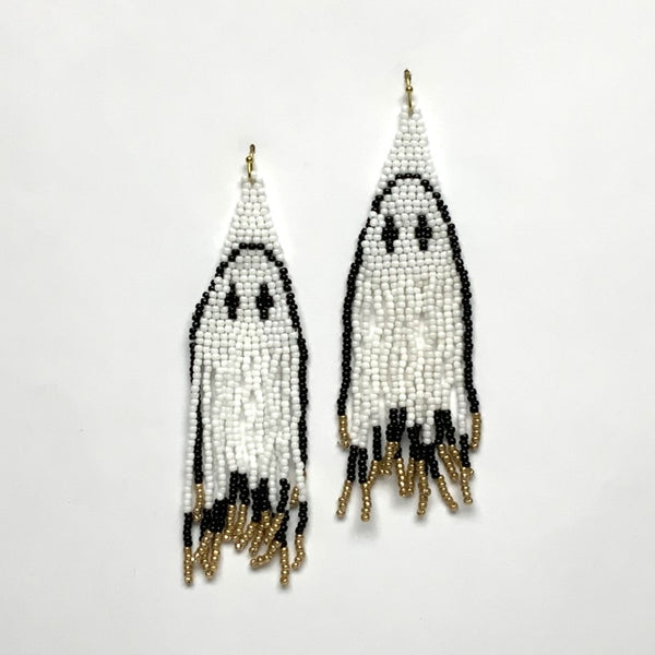 Beaded Dangly Ghost Earrings
