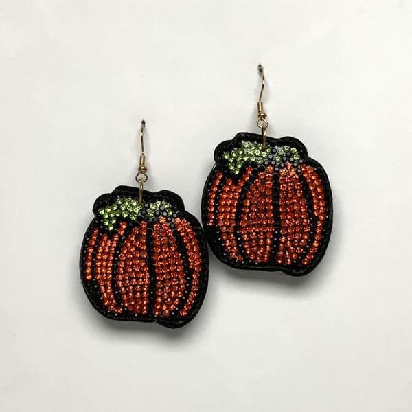 Rhinestone Pumpkin Earrings