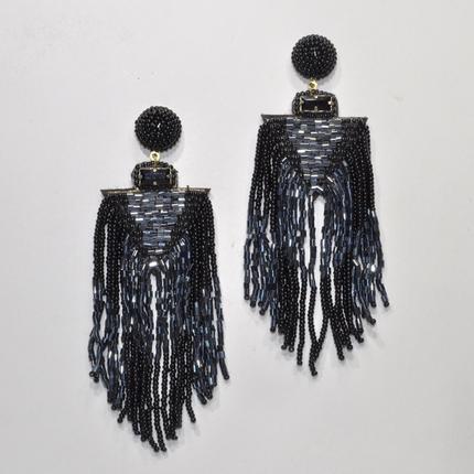 Long Seed Bead Tassel Earrings