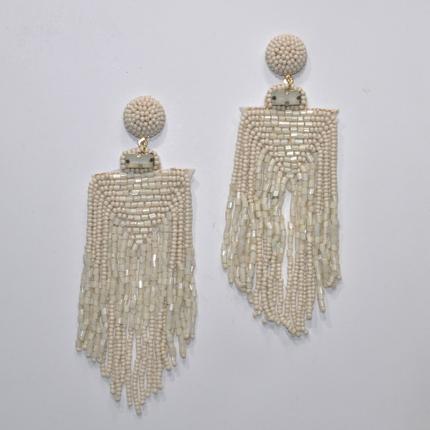 Long Seed Bead Tassel Earrings