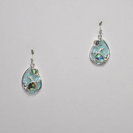 Lucite Teardrop Earrings with Turtles