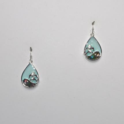 Lucite Teardrop earrings with Dolphins