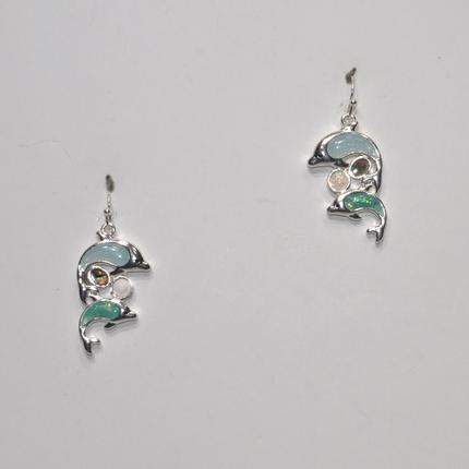 Metal Dolphin Earrings with Stones