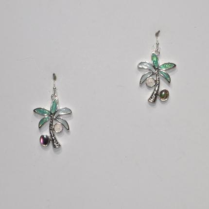 Metal Palm Tree Earrings with Lucite