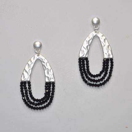 Metal and Rhinestone Teardrop Earring