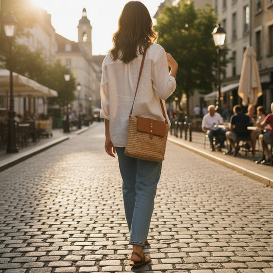Wicker Messenger Crossbody Purse