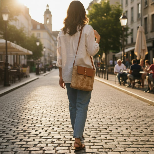 Wicker Messenger Crossbody Purse