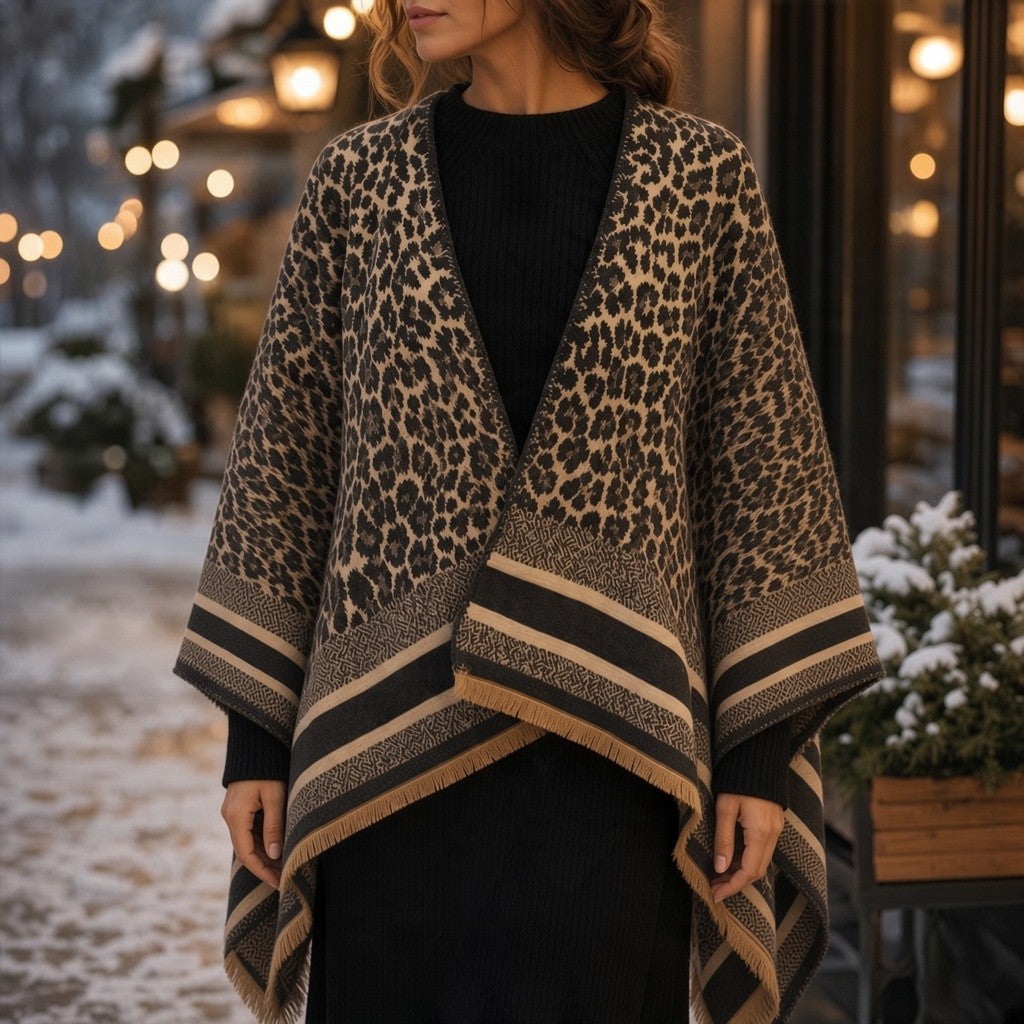 Leopard Print Open Pashmina Wrap