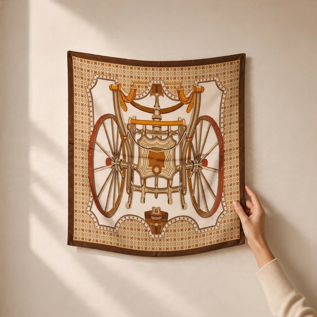 Designer Carriage Print Square Scarf