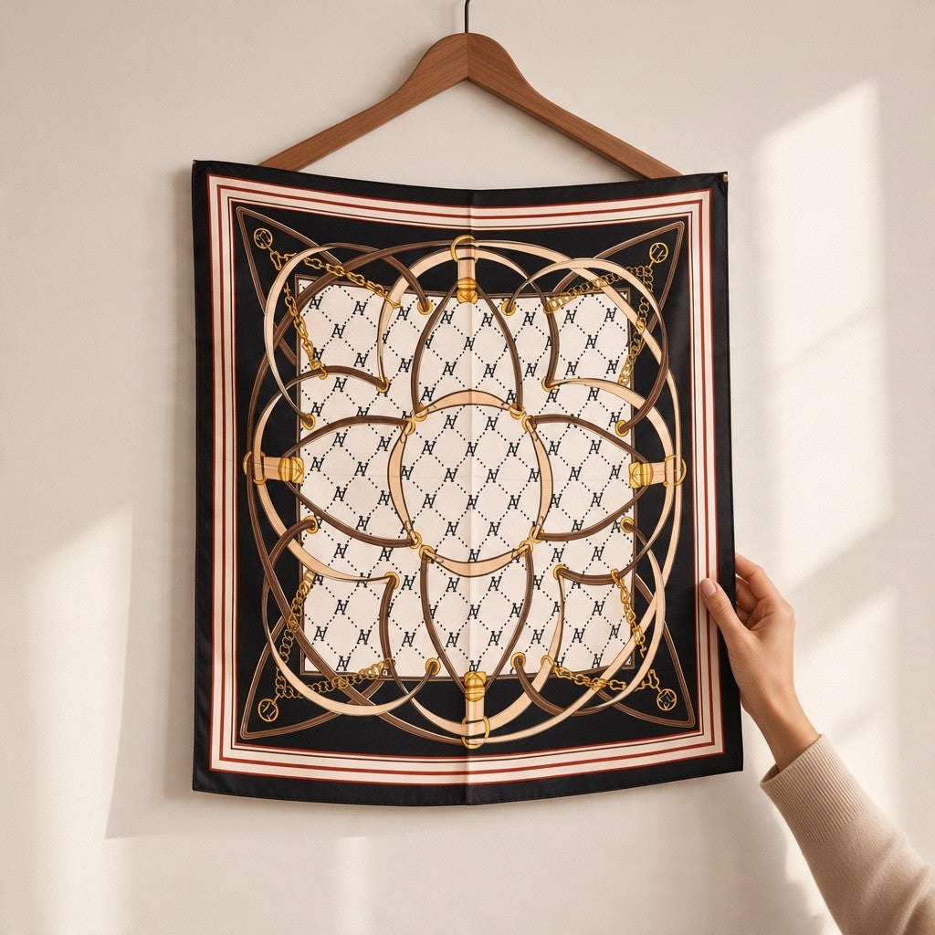 Designer Belt Print Square Scarf