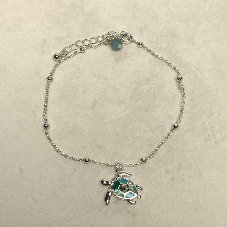 Stain Glass look Turtle Anklet