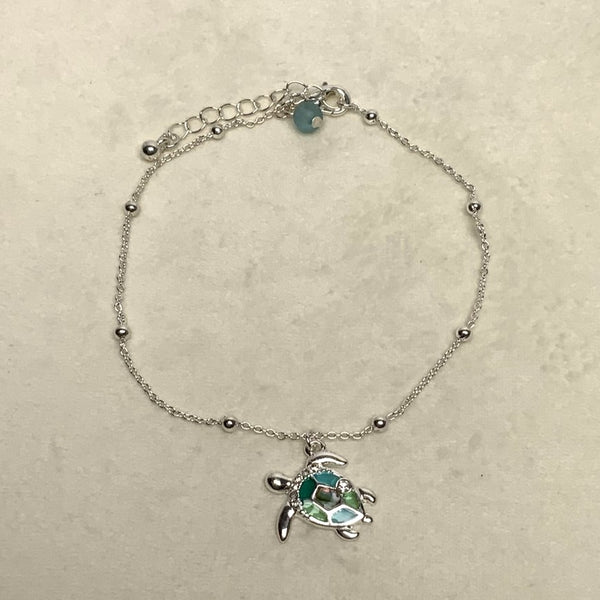 Stain Glass look Turtle Anklet