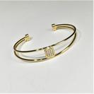 Designer Look Cuff Bracelet with Pave Look CZ Square Center