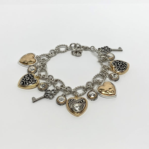 Designer Look Heart Charm Lobster Clasp Bracelet