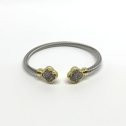 CZ Crusted "+" Designer Look Cuff Bracelet