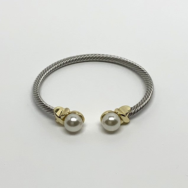 Designer Look "X" and Pearl Cuff Bracelet