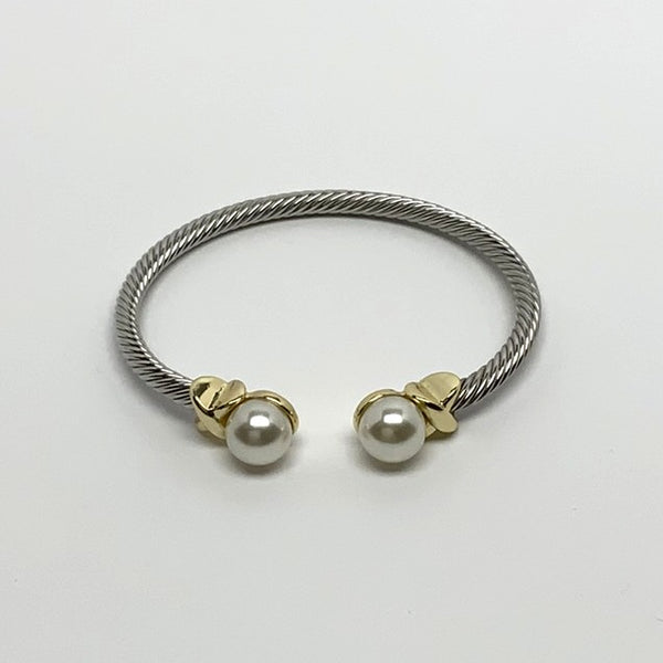 Designer Look "X" and Pearl Cuff Bracelet