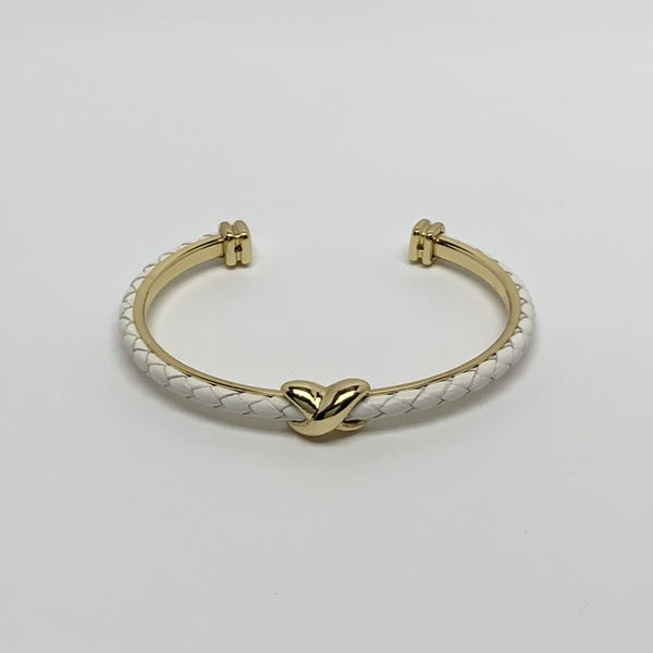 Leather Braided Designer Look "X" Cuff Bracelet