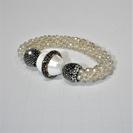 Crystals and Rhinestones with centered pearl stretch bracelet