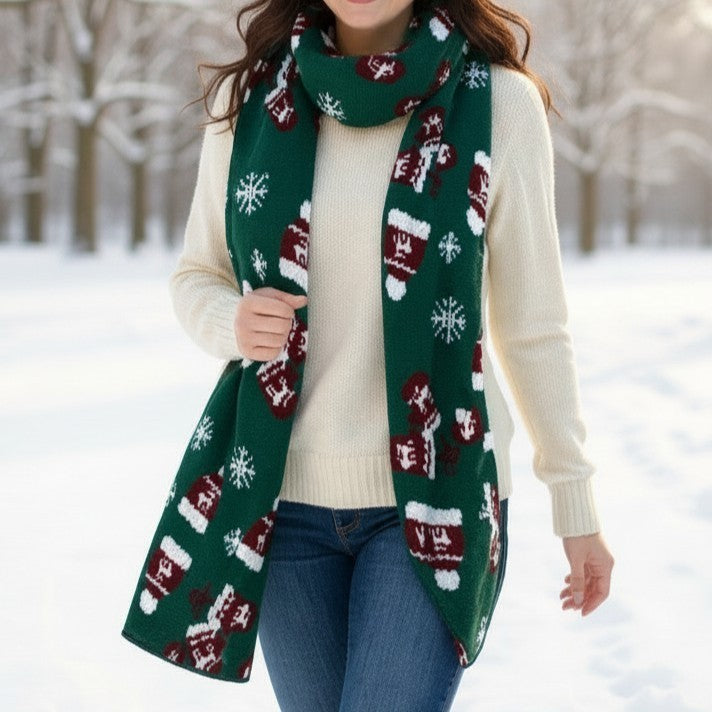 Snowflake Mitten Hat Print Scarf
