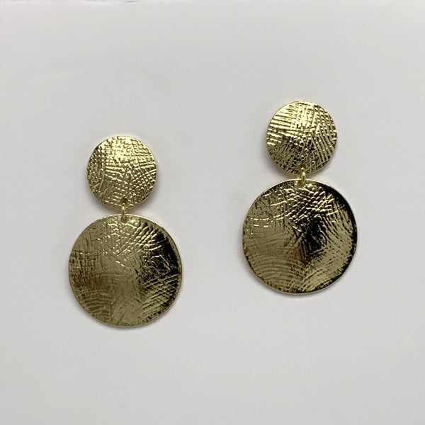 Metal Hammered Clip Disc Earring
