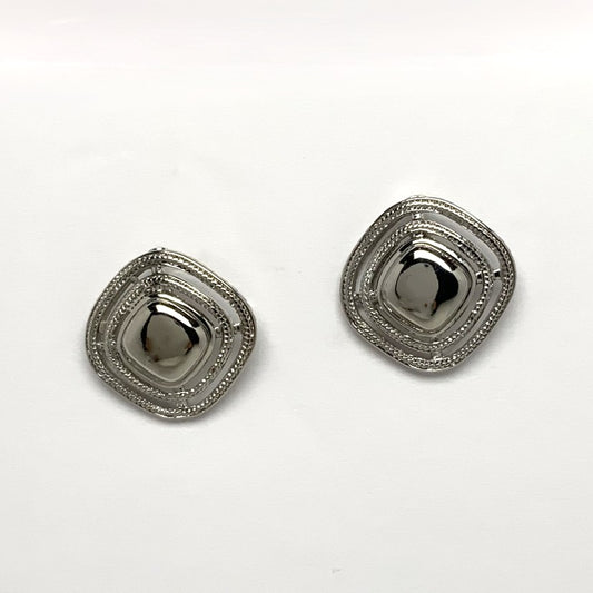 Square Metal Button Clip Earring