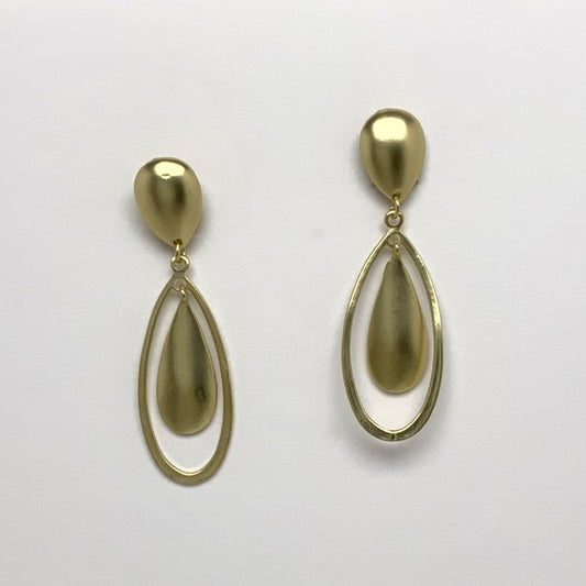 Metal Double Tear Drop Clip Earring