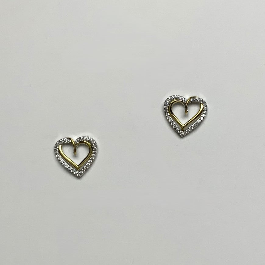 CZ Crusted Heart Stud Earring