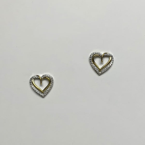 CZ Crusted Heart Stud Earring