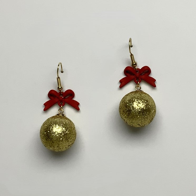 Glitter Look Christmas Ornament Earring
