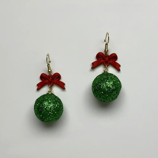 Glitter Look Christmas Ornament Earring