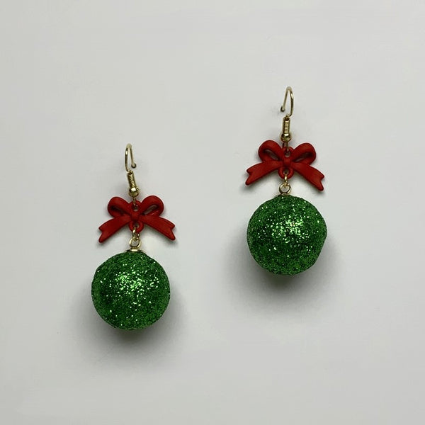 Glitter Look Christmas Ornament Earring