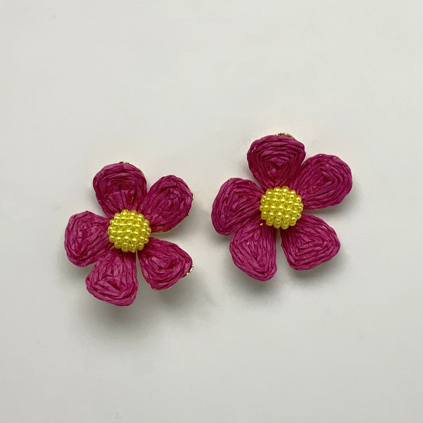 Wicker/Straw Flower Earring