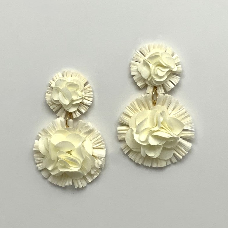 Paper Machete and Fabric Two Tier Flower Earring