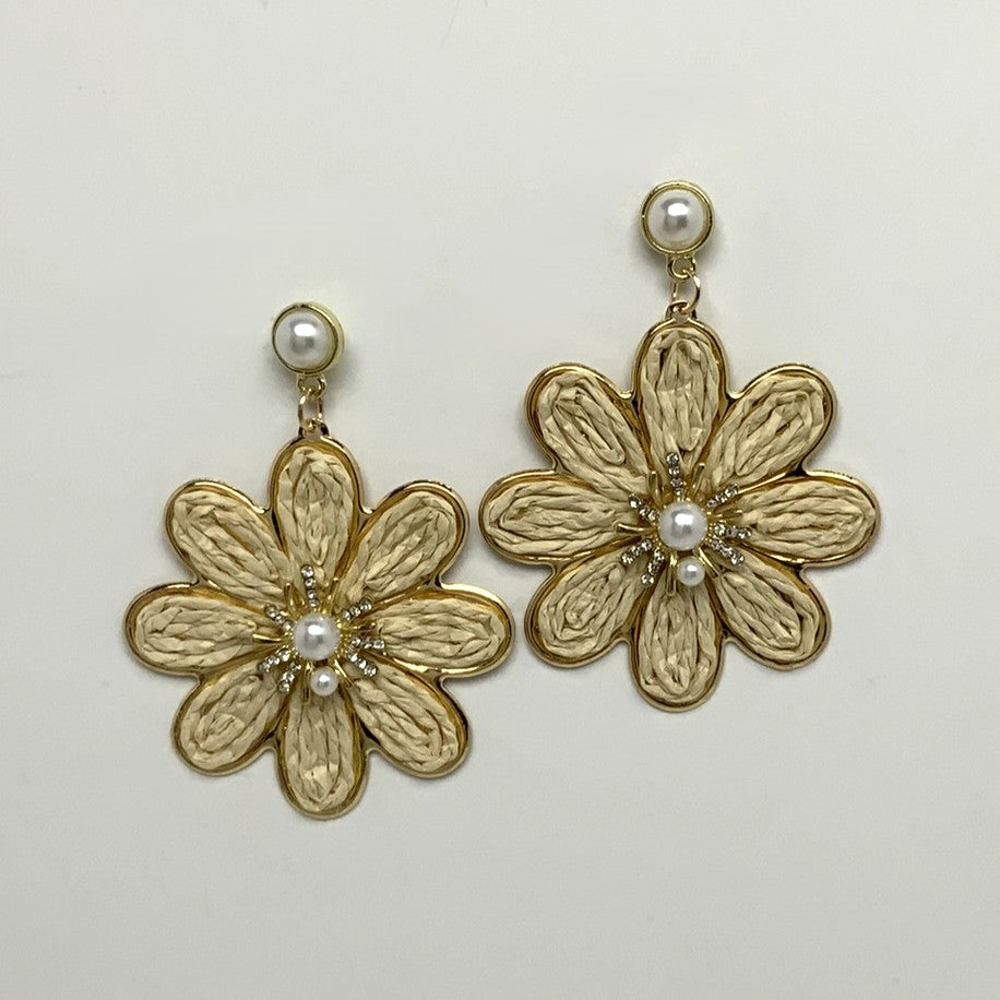 Straw/Wicker Flower Earring
