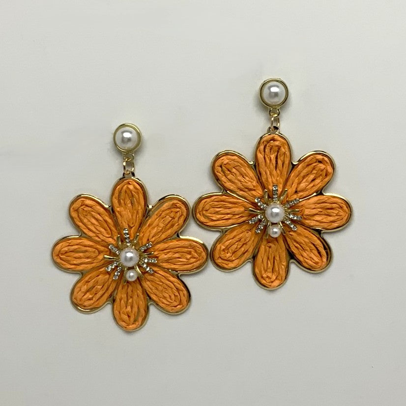 Straw/Wicker Flower Earring