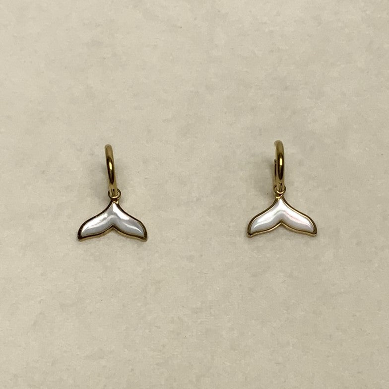 Opal Look Dolphin Tail Dangle Earring
