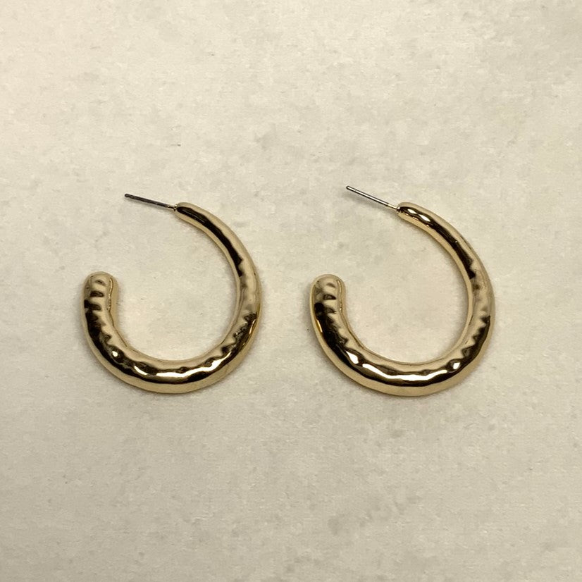 Hammered Oval Hoop Earrings
