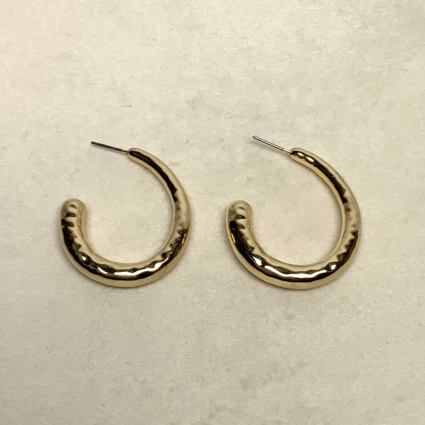 Hammered Oval Hoop Earrings