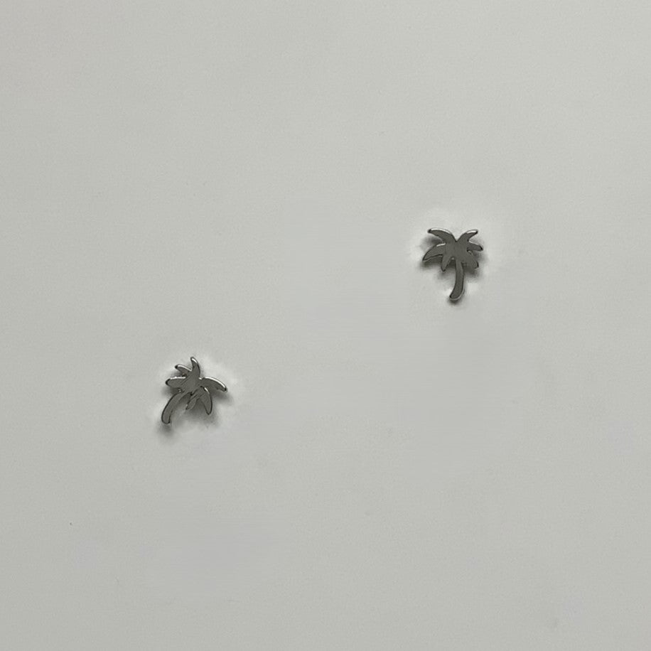 Small Metal Palm Tree Stud Earring