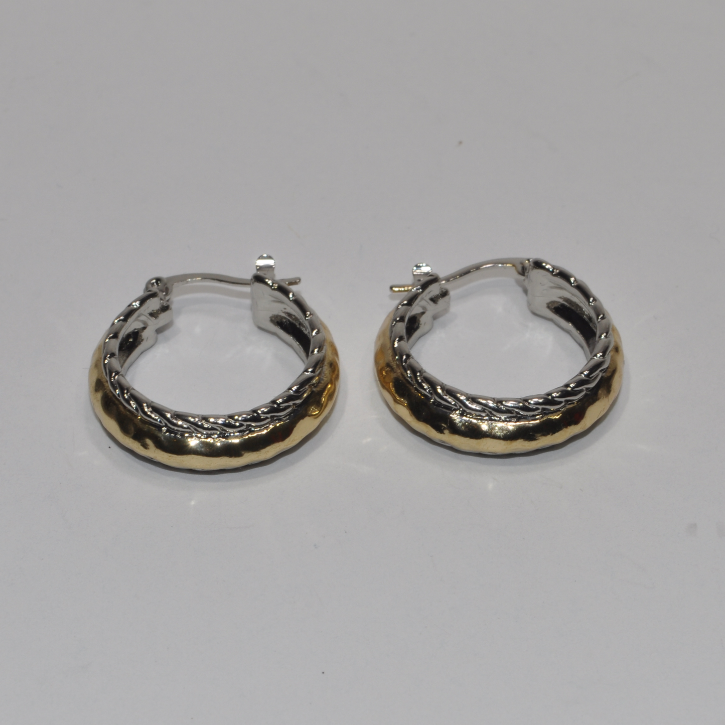 Hammered Metal Designer Look Hoop Earring