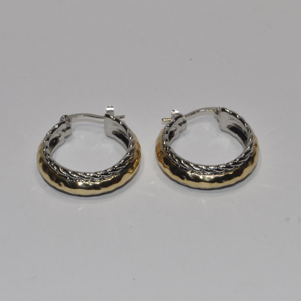 Hammered Metal Designer Look Hoop Earring