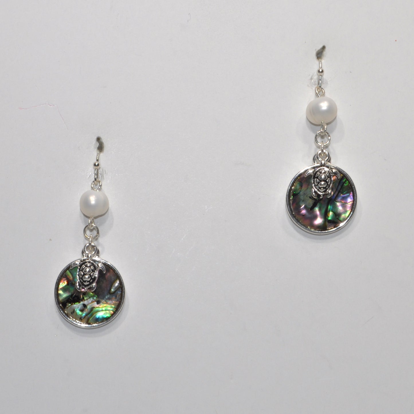 Pearl and Shell Disc with Turtle Drop Earring